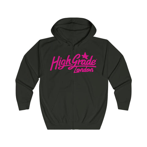 Full Zip Hoodie w Pink Logo