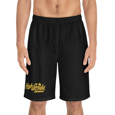 Black Board Shorts w Gold Logo