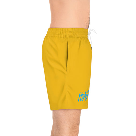 Yellow Swim Shorts w Sky Blue Logo