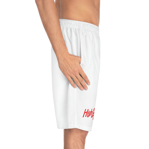 White Board Shorts w Red Logo